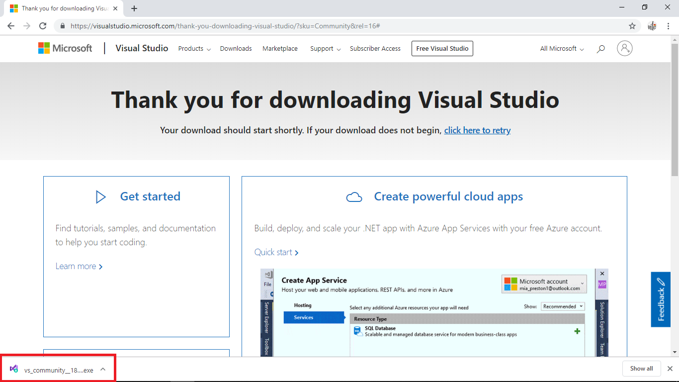 visual studio community installer